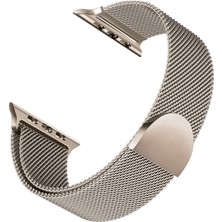 Caseonn Apple Watch Se 40MM ile Uyumlu Manyetik Metal Hasır Kordon Starlight