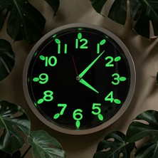 Bahat Fosforlu 3D Rakam Çocuk Odası Küçük Mini Duvar Saati Siyah Beyaz Çap 22 cm