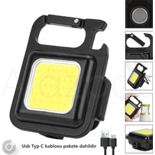 Alazpay 30'lu LED USB Şarjlı 3 Modlu Mıknatıslı Multifonksiyonel Outdoor Mini Anahtarlık El Feneri