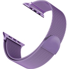 Caseonn Apple Watch Se 40MM ile Uyumlu Manyetik Metal Hasır Kordon Lila