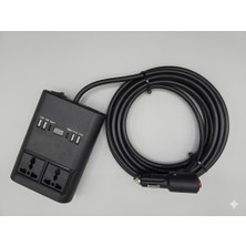Geseus Araç Inverter 150W,ÇAKMAK Uzatma Kablosu Çakmaklık,4 Usb,2 Type-C Çıkışlı 12V/16 A /120W 2 X1,5mm Ttr Bakır 5MT-GG25
