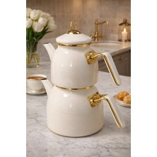 Pr Home Emaye Rose Model Çaydanlık Krem