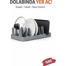 Fevito Dolap İçi Tabak & Tencere Kapağı Düzenleyici 6 Bölmeli – Çok Amaçlı Mutfak Organizer – Yer Tasarrufu Sağlayan Raf