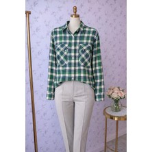 Aleksandrit Butik Yeşil Ekose Mevsimlik Gömlek