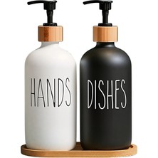 Dore Lüks Bambu Detaylı 2’li Hands&dishes Sıvı Sabunluk Seti