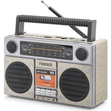 Esranın Dünyası Bluetooth Nostaljik Fm Radyo USB Tf Aux Taşınabilir Hoparlör - Bej FX2510B