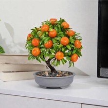 Lineva Dekoratif Yapay Mandalina Ağacı – Ev & Ofis Masa / Raf Dekoru – 1 Adet
