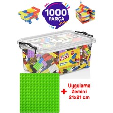 p parti oyunevi Funny Blocks Mikro Blok Yeşil Zeminli 1000 Parça Plastik Kutulu
