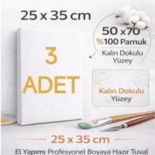 Novytech 3ADET 25X35 %100 Pamuk Profesyonel Resim Tuvali – 3 Kat Akrilik Astarlı Boyaya Hazır