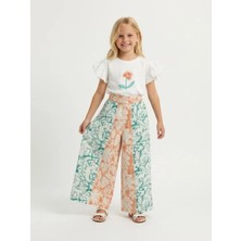 Zekids Kız Çocuk Çiçek Baskılı Balon Kol T-Shirt