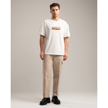 L'ajor Horizon Erkek %100 Pamuklu Kalın Dokulu Comfort Fit Bisiklet Yakalı Beyaz Tişört