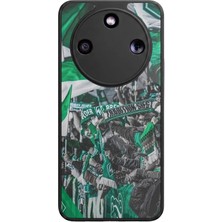 Aksel Kılıf Honor Magic 8 Lite Uyumlu Taraftar Baskılı Glossy Premium Mat Siyah Silikon Kılıf
