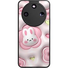 Aksel Kılıf Honor Magic 8 Lite Uyumlu Renkli Baskılı Glossy Premium Mat Siyah Silikon Kılıf