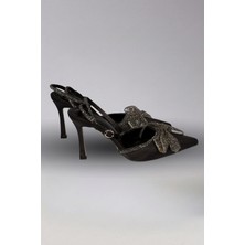 Victoria Shoes Taşlı Kurdeleli Sivri Burun Gece Ayakkabısı