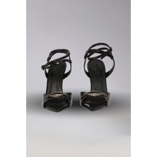 Victoria Shoes Sivri Burun Açık Taşlı Yüksek Topuk