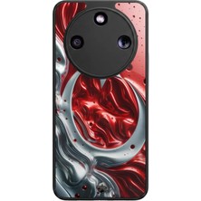 Aksel Kılıf Honor Magic 8 Lite Uyumlu Bayrak Baskılı Glossy Premium Mat Siyah Silikon Kılıf