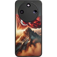 Aksel Kılıf Honor Magic 8 Lite Uyumlu Bayrak Baskılı Glossy Premium Mat Siyah Silikon Kılıf