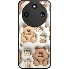 Aksel Kılıf Honor Magic 8 Lite Uyumlu Renkli Baskılı Glossy Premium Mat Siyah Silikon Kılıf