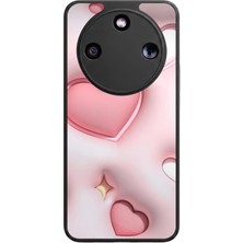 Aksel Kılıf Honor Magic 8 Lite Uyumlu Renkli Baskılı Glossy Premium Mat Siyah Silikon Kılıf