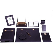 Kitabevimden Gülpaş Sümen Takımı 12 Parça Menteşeli Lüks Deri Siyah 233