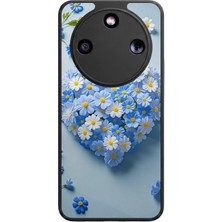 Aksel Kılıf Honor Magic 8 Lite Uyumlu Kalp Baskılı Glossy Premium Mat Siyah Silikon Kılıf