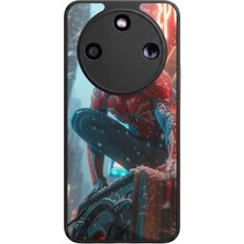 Aksel Kılıf Honor Magic 8 Lite Uyumlu Örümcek Adam Atatürk Baskılı Glossy Premium Mat Siyah Silikon Kılıf