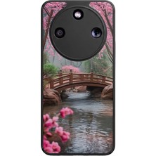 Aksel Kılıf Honor Magic 8 Lite Uyumlu Manzara Baskılı Glossy Premium Mat Siyah Silikon Kılıf