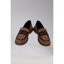 Victoria Shoes Penny Bantlı Işıltılı Süet Görünümlü Loafer