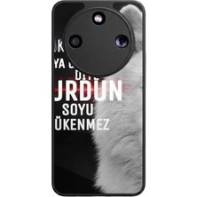 Aksel Kılıf Honor Magic 8 Lite Uyumlu Göktürk Türk Baskılı Glossy Premium Mat Siyah Silikon Kılıf