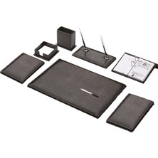 Kitabevimden Gülpaş Sümen Takımı 9 Parça Napa Suni Deri Sade Çift Kalemli Siyah 907