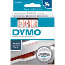 Kitabevimden Dymo D1 Şerit Standart 19 Mmx7 mt Beyaz Üzerine Kırmızı 45805