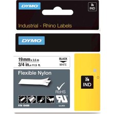 Kitabevimden Dymo Rhino Pro Etiketi Plastik Esnek 19 Mmx3.5mt Siyah Üzerine Beyaz 18489