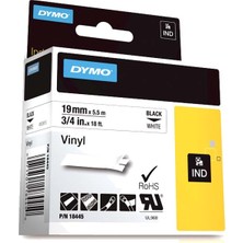 Kitabevimden Dymo Rhino Pro Etiketi Renkli Vinil 19 Mmx5,5 mt Beyaz Üzerine Siyah 18445
