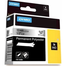 Kitabevimden Dymo Rhinopro Sabitpolyester 12 Mmx5.5 M Metalik Gri/siyah 18486