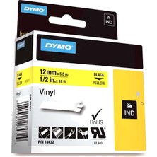 Kitabevimden Dymo Rhino Pro Etiketi Renkli Vinil 12 Mmx5.5 mt Sarı Üzerine Siyah 18432