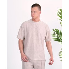 Elku Moda Nefes Alabilen Terletmez Pamuklu Oversize Bisiklet Yaka Cepli T-Shirt Rahat ve Şık Günlük Tişört