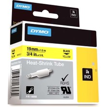 Kitabevimden Dymo Rhinopro Isıyla Küçülen Şerit 19 Mmx1,5 M Sarı/siyah 18058