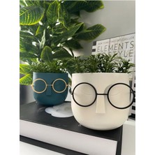 Lineva Dekoratif 2’li Mavi & Beyaz Gözlüklü Profesör Çim Adam – Yapay Çiçek & Masa Dekoru