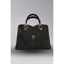 Victoria Shoes Siyah Hasır Görünümlü Dokulu Ofis Çantası