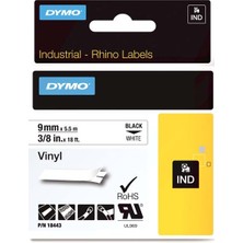 Kitabevimden Dymo Rhino Pro Etiketi Renkli Vinil 9 Mmx5,5 mt Beyaz Üzerine Siyah 18443-- 5 Li
