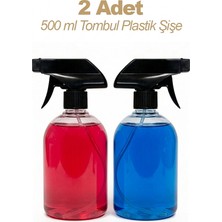 Gucso 2'li Set, 500 ml Tombul Plastik Sprey Şişe Siyah Tetikli, Kolonya Dezenfektan Temizlik Spreyi Şişesi