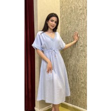 V Yaka Müslin Elbise