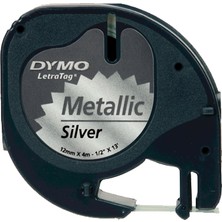 Kitabevimden Dymo Letratag Şerit Metalik 12 Mmx4 mt Gri 91208