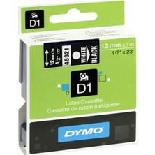 Kitabevimden Dymo D1 Şerit Standart 12 Mmx7 mt Siyah Üzerine Beyaz 45021