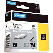 Kitabevimden Dymo Rhinopro Isıyla Küçülen Şerit 6 Mmx1,5 M Beyaz/siyah 18051