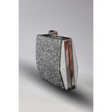 Victoria Shoes Silver Şeritli Taş Işlemeli Lüks Portföy