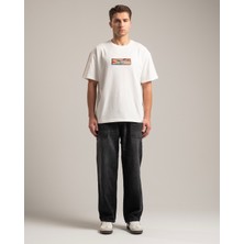 L'ajor Current Erkek %100 Pamuklu Kalın Dokulu Comfort Fit Bisiklet Yakalı Beyaz Tişört