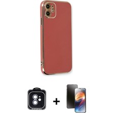 iPhone 11 Yankı Serisi - Siyah 3D Antistatik Mat Seramik Nano Ekran Koruyucu + Mavi Pvd Metal Kamera Lens