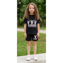 Kuromi Karakterli Kız Çocuk Yazlık Takım - Kısa Kollu Tişört ve Rahat Kesim Şort Kombini