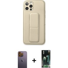 Cepte Toptan iPhone 12 Pro Akış Doku - Şeffaf 360 Full Body Arka Koruyucu + Sarı Neon Fosforlu Kamera Lens